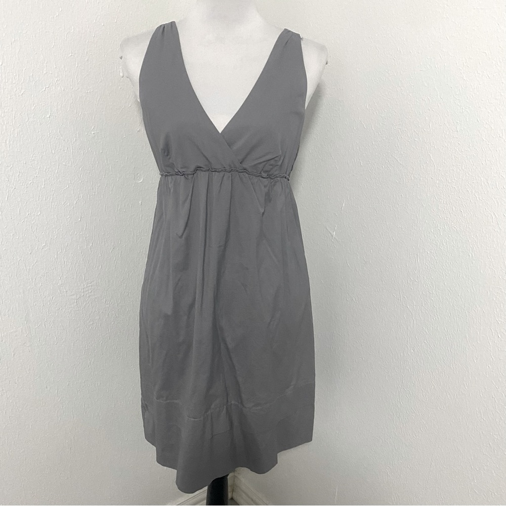 Gap Women’s Babydoll Sleeveless V-Neck Dress Size 4 Gray 100% Cotton Lightweight